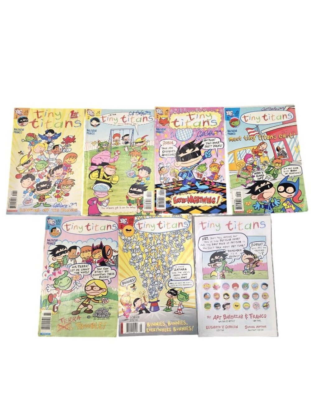 Tiny Titans Comic Lot Issues #2-5 & #11 Signed By Baltazar DC Comics 2008-2009
